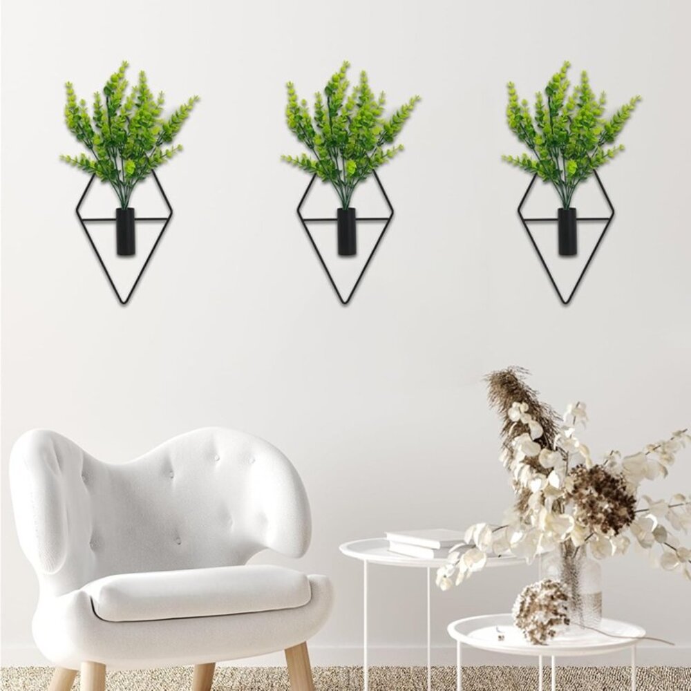 New 3PCS Artificial Wall Plants Boho Eucalyptus Decor for Living Room Office